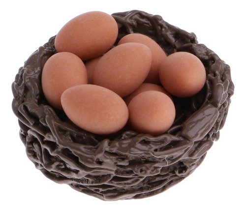 Nido De Pollo Miniatura Con 10 Huevos Para Casa De Mu?ecas