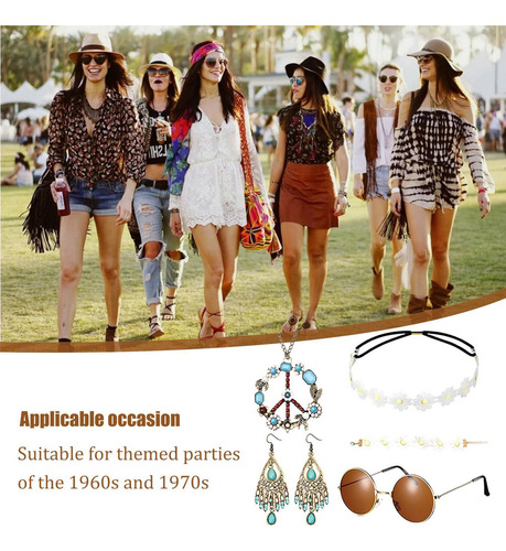 Conjunto De Disfraz Hippie Accesorios Hippie Vintage Disfraz