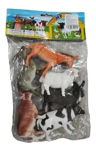 Kit Animales Muñecos Niños Plastico Rigido X6 Animales Granj