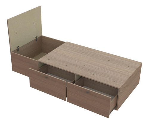 Box Cama Plataforma 1 Plaza Con Cajones Y Baulera Moderno