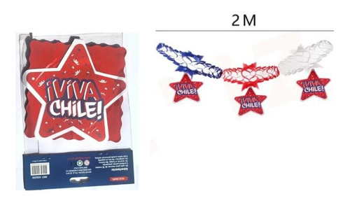 Decoración Guirnalda Fiestas Patrias Estrella Bandera 2m