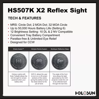 Holosun Hs507k Multi-x2 Retícula Punto Rojo, Negro