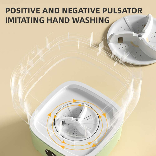 Mini Lavadora Marvo Portátil Plegable 9l Cesto Centrifugador Verde Claro