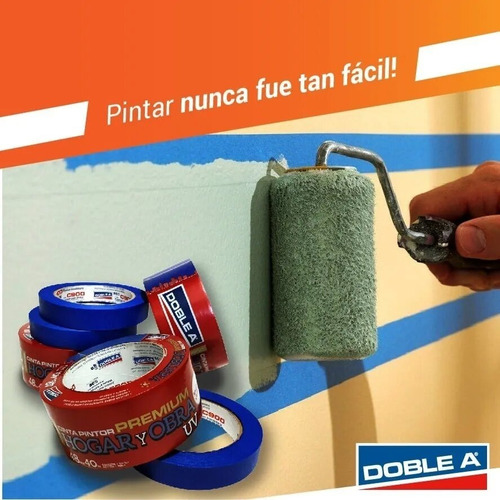 Imagen 4 de 10 de Cinta Papel Azul Enmascarar Pintor 18x40m Premium Uv Doble A