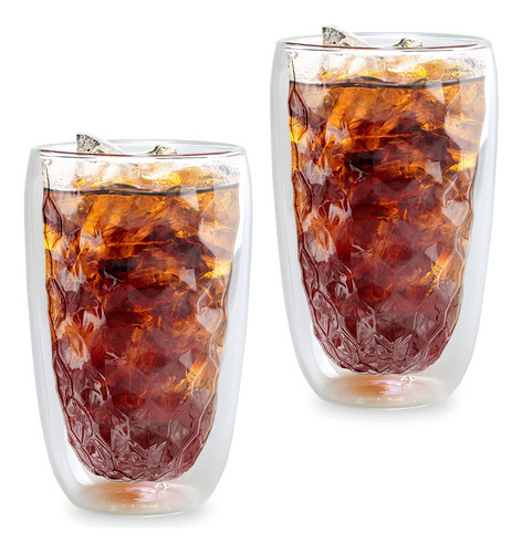 Vasos De Cristal Vidrio De Doble Pared 2 Pz 310 Ml Redlemon