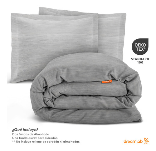 Funda De Duvet Dreamlab Para Edredon, Matrimonial Color Gris Diseño de la tela Jaspeado