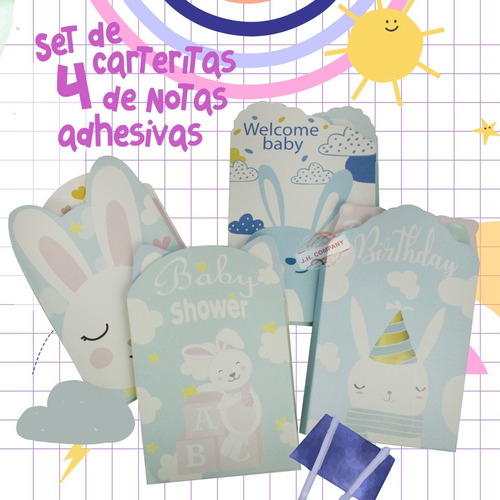 Imagen 5 de 5 de Set 4 Pcs Cartera Notas Adhesivas Kawaii Oficina Wj56-22