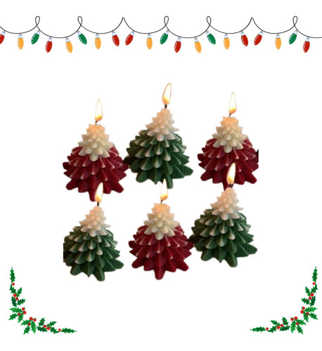 Pack X6 Velas De Navidad Arbol Decorativas Aromaticas