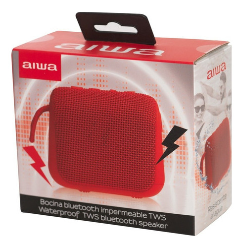Parlante Portatil Aiwa Impermeable Ipx6 Tws Radio Fm Aw-kf3 Color Rojo