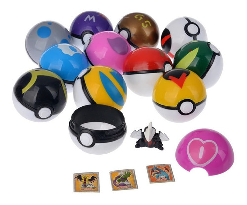 Imagem 5 de 8 de Pokebola Kit C/ 12 Pçs Bola Pokemon Pop-up Com Boneco Dentro