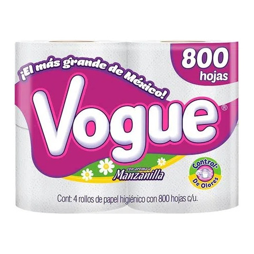 Papel Vogue 4 Rollos 800 Hojas Papel Duradero Resistente 