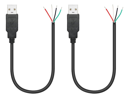 2 Cables Cortos Usb A Macho De 4 Pines Desnudos De 11 Pulgad