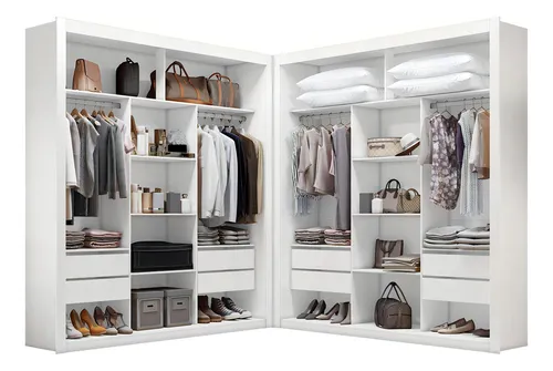 Guarda roupa Amoudi Móveis Closet Casal Premium 8 Gavetas Cor Branco Sem Portas