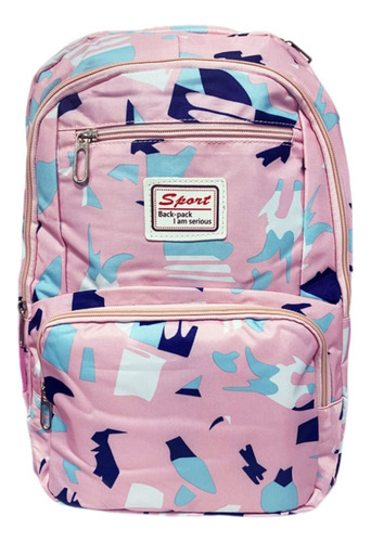 Mochila Escolar Juvenil Mima2 Set De 3 Piezas Color Rosa claro Diseño de la tela Poliéster
