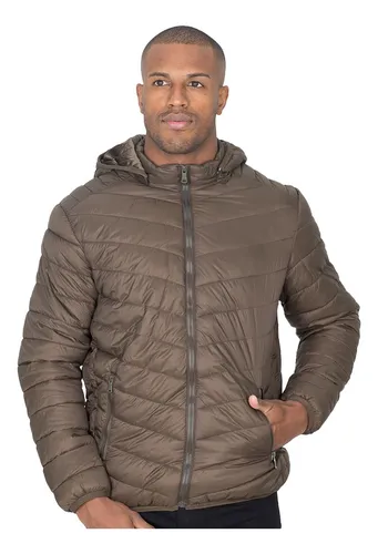 Jaqueta Bomber Masculina Puffer Nylon Peluciada Capuz Lisa