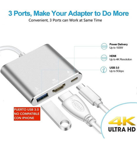 Imagen 4 de 10 de Adaptador Usb C Hub Dex Mode Mac Macbook Air Pro Hdmi 4k