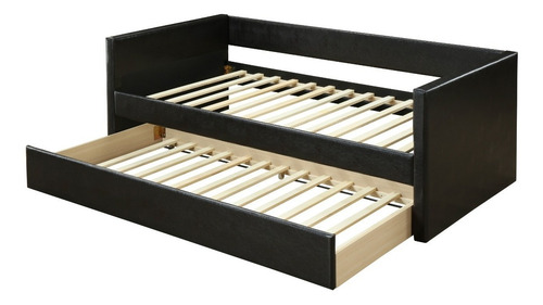 Imagen 5 de 10 de Cama Abatible, Hermosa Cama Canguro Tacto Piel Negro, Daybed