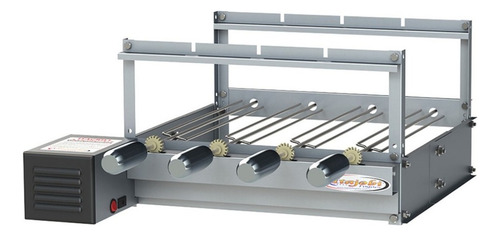 Churrasqueira Giratória 4 Espetos 100% Aço Inox Grill Top Cor -