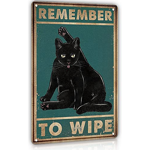 Decoración De Gato Negro, Divertidos Carteles De Baño...