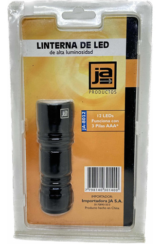 Linterna Led Aluminio Alta Liminosidad Ja 12 Leds A Pilas 3a