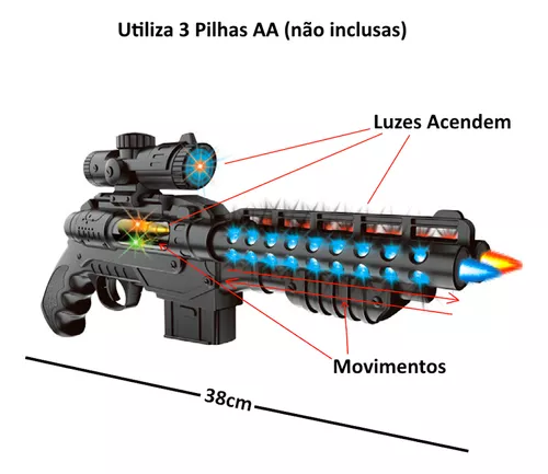 Metralhadora Pistola Brinquedo Tipo Nerf Luz Som Camuflada - R$ 59,99