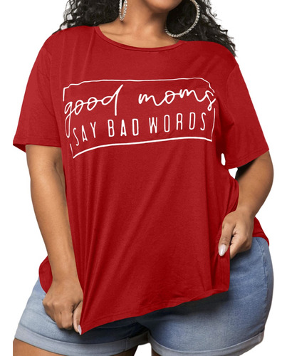 Camiseta Moderna Minimalista Plus Size Estampada Good Mom  