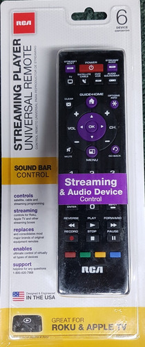 Control Remoto Universal 6 Disp. Con Streaming Media Rca