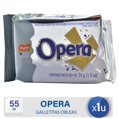 Obleas Opera Rellenas Sabor Naranja Bagley - Mejor Precio