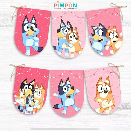 Kit Imprimible Bluey (rosa) Decoración Cumpleaños
