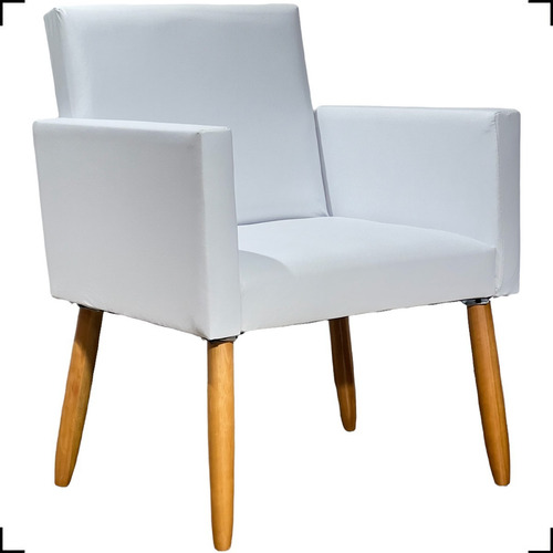 Cadeira Recepção Poltrona Decorativa Para Sala Corino Cores Cor Branco