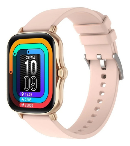 Smartwatch Colmi P8 Plus 1.69" caja de  aleación de zinc  gold, malla  pink de  silicona