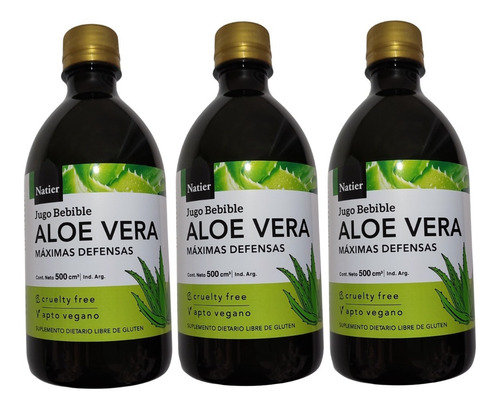 Aloe Vera Bebible 100% Natural Natier Defensas 500ml Pack X3