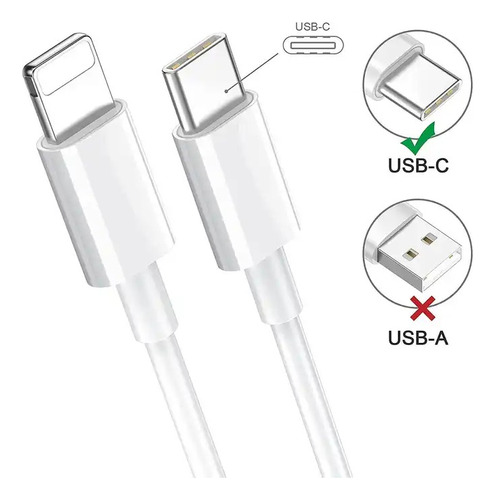 Cable De Carga Rápida Tipo C Para Iphone Ipad 1 Metro 20 W