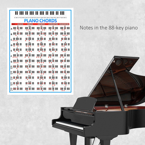 Pôster Gráfico Acordes Piano 88 Teclas, Acordes D