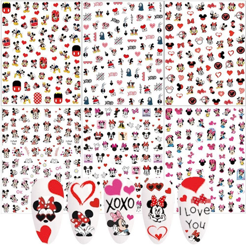 Calcomanías De Uñas De Mickey Mouse Para El Día De San Valen