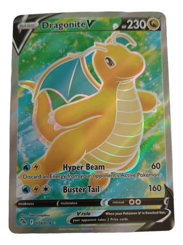 Carta Tcg Pokémon Go Dragonite V (full Art) 76/78 Año 2022