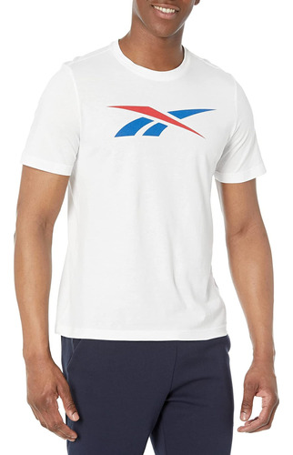 Reebok Camiseta Con Logo Estándar Para Hombre, Azul, Pequeña