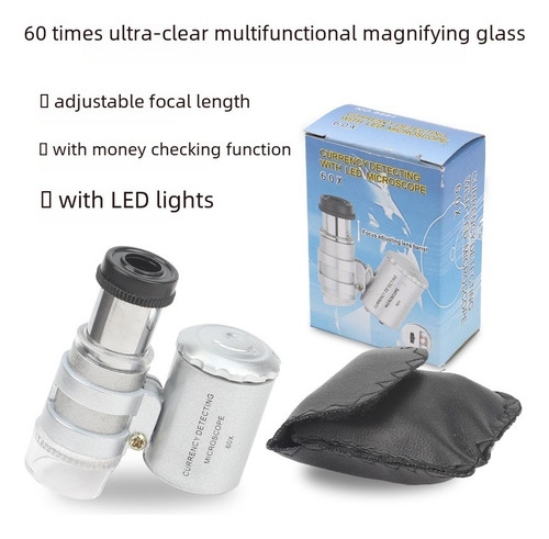 Microscopio Mini Lupa Zoom 60x Para Joyero Relojero,luz Led