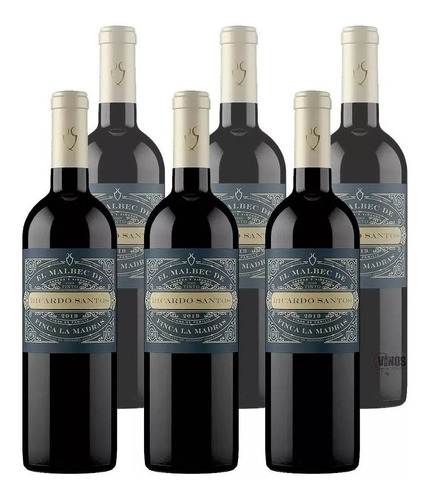 Vino El Malbec De Ricardo Santos 750ml Caja X6