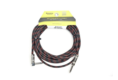 Cable Soundking Plug Recto Angular Soga Malla 6 Metros Rojo