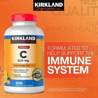 Vitamina C Masticable 500 Mgs De Kirkland Signature Chewable