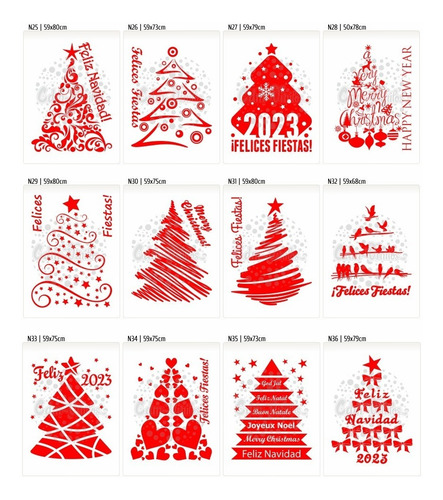 Vinilos Vidrieras Arboles Navidad Navideños Felices Fiestas Reyes Tematicos Ploteo Pared