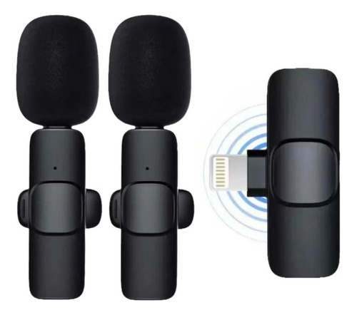 Microfone Lelong Sem Fio K9 Duplo - Microfone Lapela Sem Fio Condensador Omnidirecional cor preto