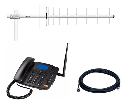 Telefone Celular Rural 2 Chip + Antena 850mhz 14dbi Aquario