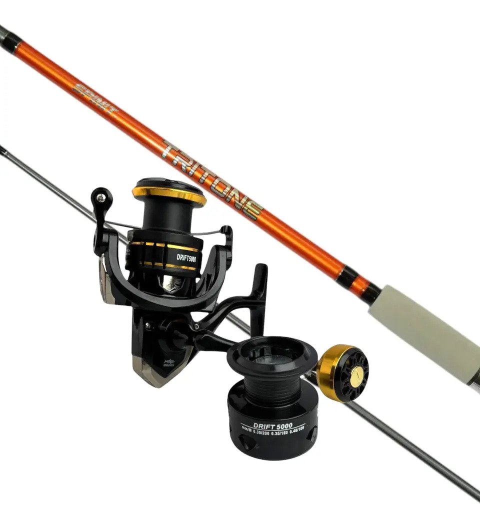 Caña de Pescar Frontal Amberjack Spinit Tritone 2.40 m + Reel Drift5000