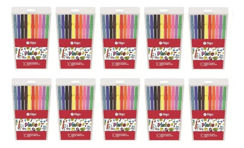 10 Blister De Marcadores Filgo Escolar X 10 Colores Lavables