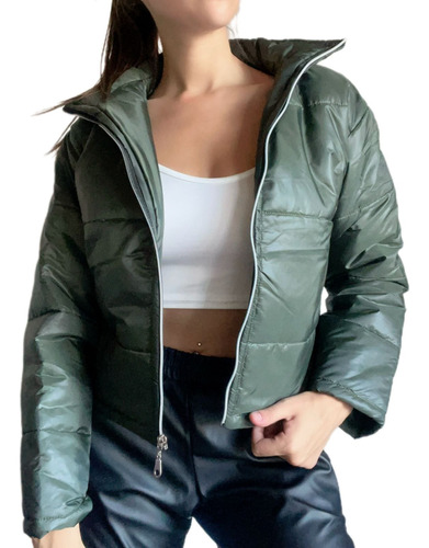 Campera Puffer Con Cierre Moda Mujer