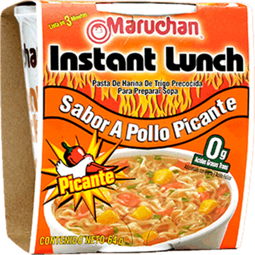 Fideo Instantaneo Maruchan Lunch Pollo Picante Vaso X 64 G