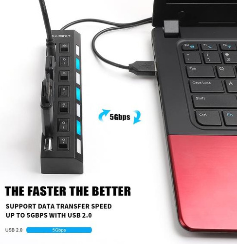 Multiport Divisor, Usb 2.0 Of 7 Puertos, De A