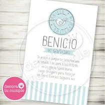 Comprar Invitacion Imprimible Pajarito Bautismo Babyshower Varón